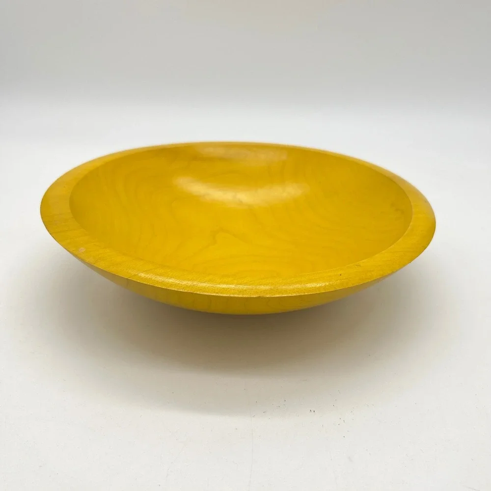 Tree Spirit Wood Serving Bowls Set of 3 Purple‎ and Yellow Dyed Wooden Decor